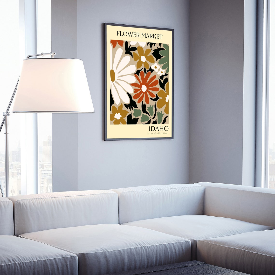 Idaho Flower Market Retro White Daisy Rust Bloom Botanical Art Poster - Image 3