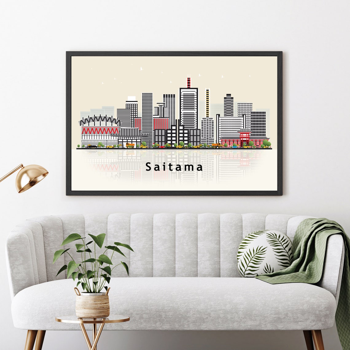 Saitama Japan Downtown Skyline Vector Illustration City Travel Poster
