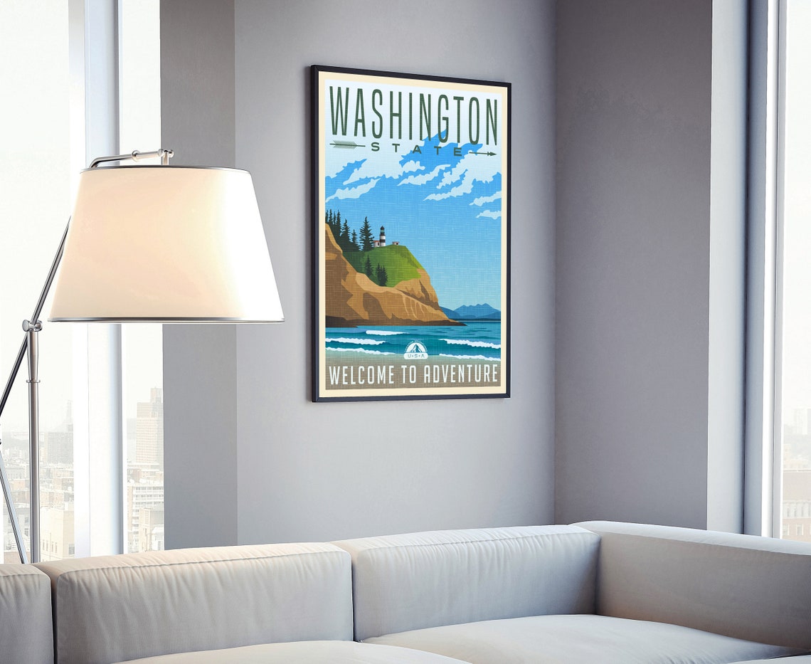 Washington State Lighthouse Coast Welcome to Adventure Poster - Image 4