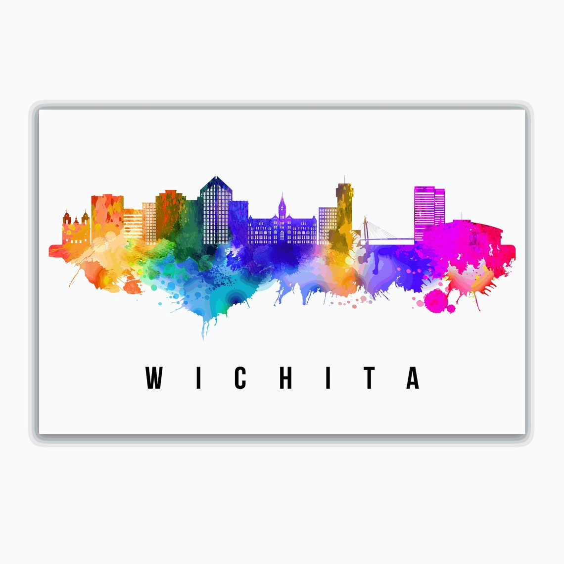 Wichita Skyline Kansas State Poster Kansas Cityscape Poster Print Wichita Kansas Poster Kansas State Landmark Poster Print Home Wall Art - Image 2