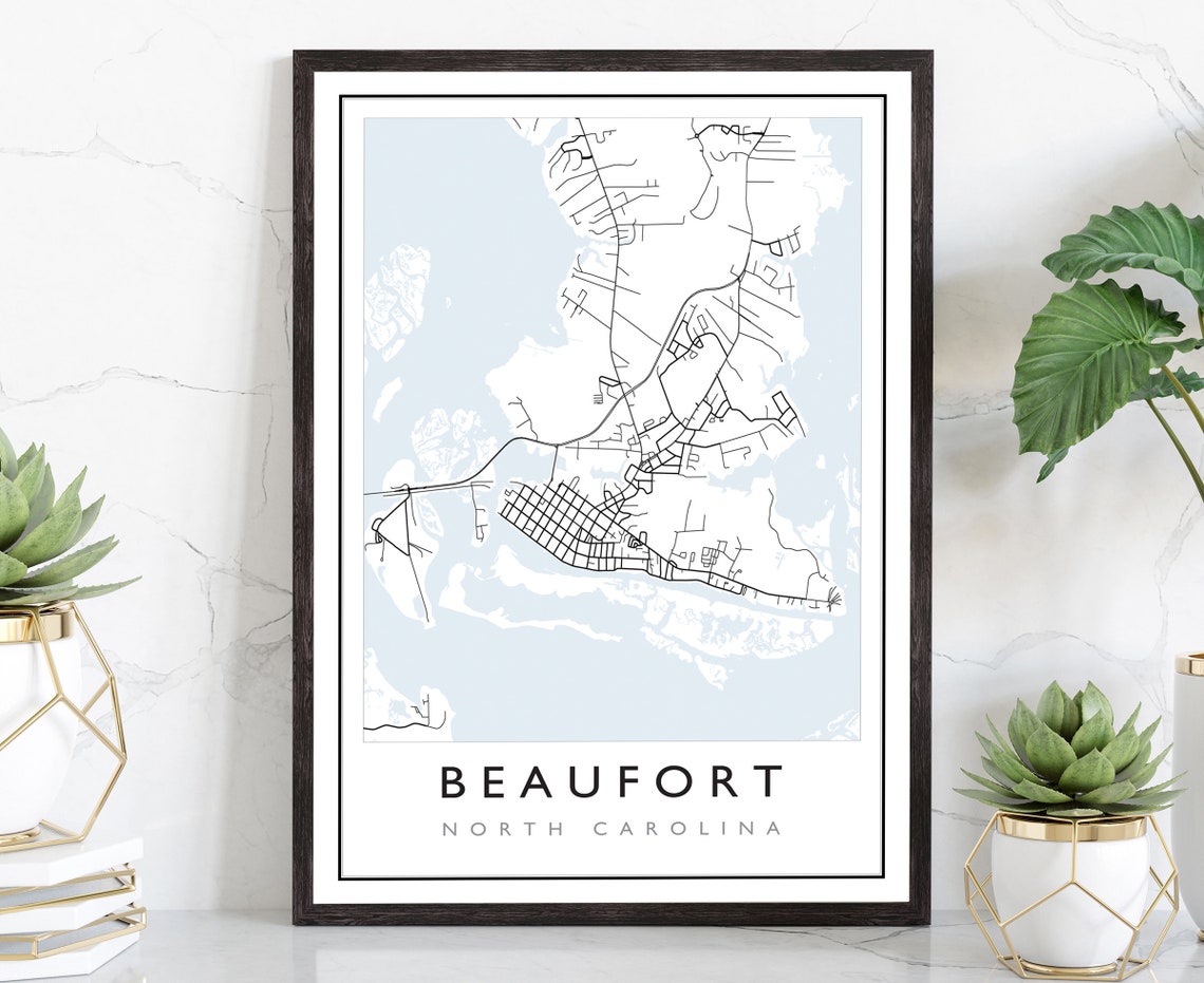 Beaufort North Carolina Minimalist Street Road Map Wall Art Print