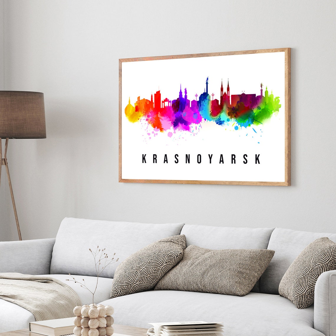 Russia Krasnoyarsk Poster Skyline Poster Cityscape Poster Russia Landmark City Illustration Poster Home Wall Art Office Wall Art - Image 3