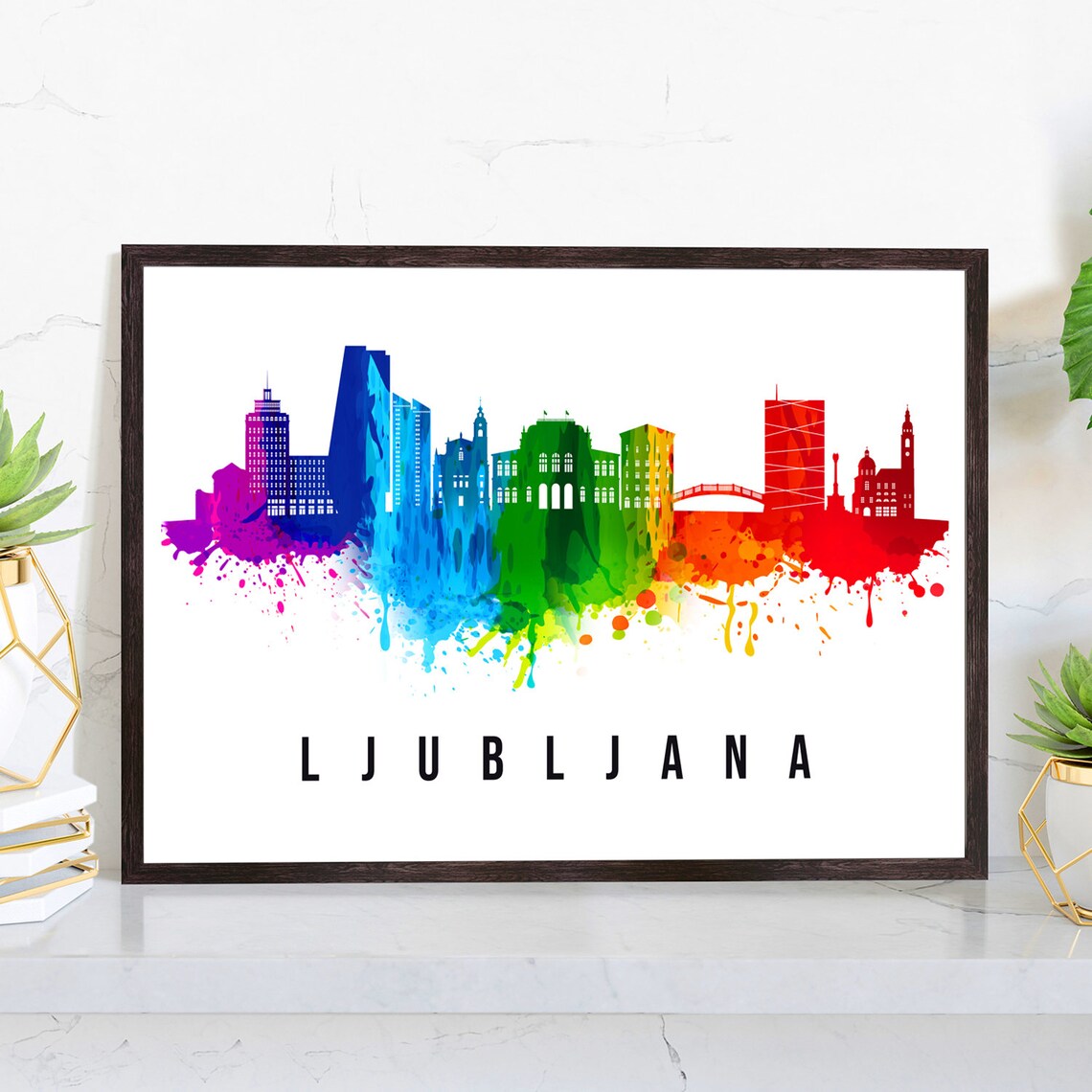 Ljubljana Slovenia Poster Skyline Cityscape Poster Slovenia Landmark City Illustration Poster Home Wall Art Office Wall Art