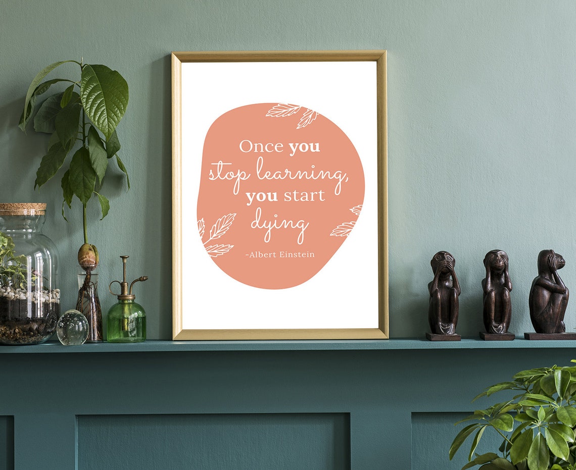 Albert Einstein Once You Stop Learning Quote Terracotta Boho Poster - Image 3