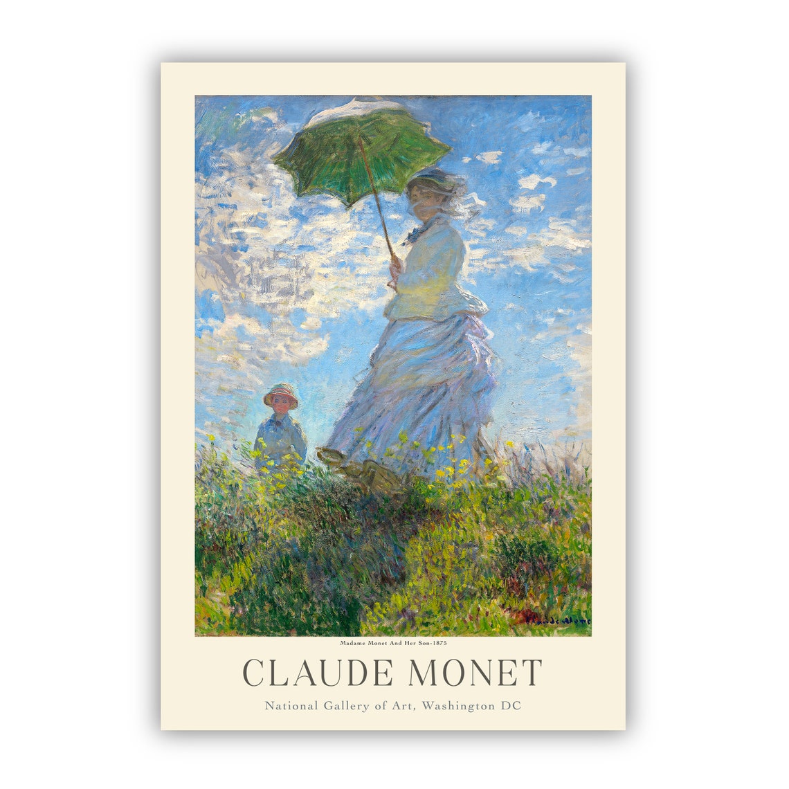 Claude Monet Woman With Parasol Windy Hill Meadow Art Poster - Image 3