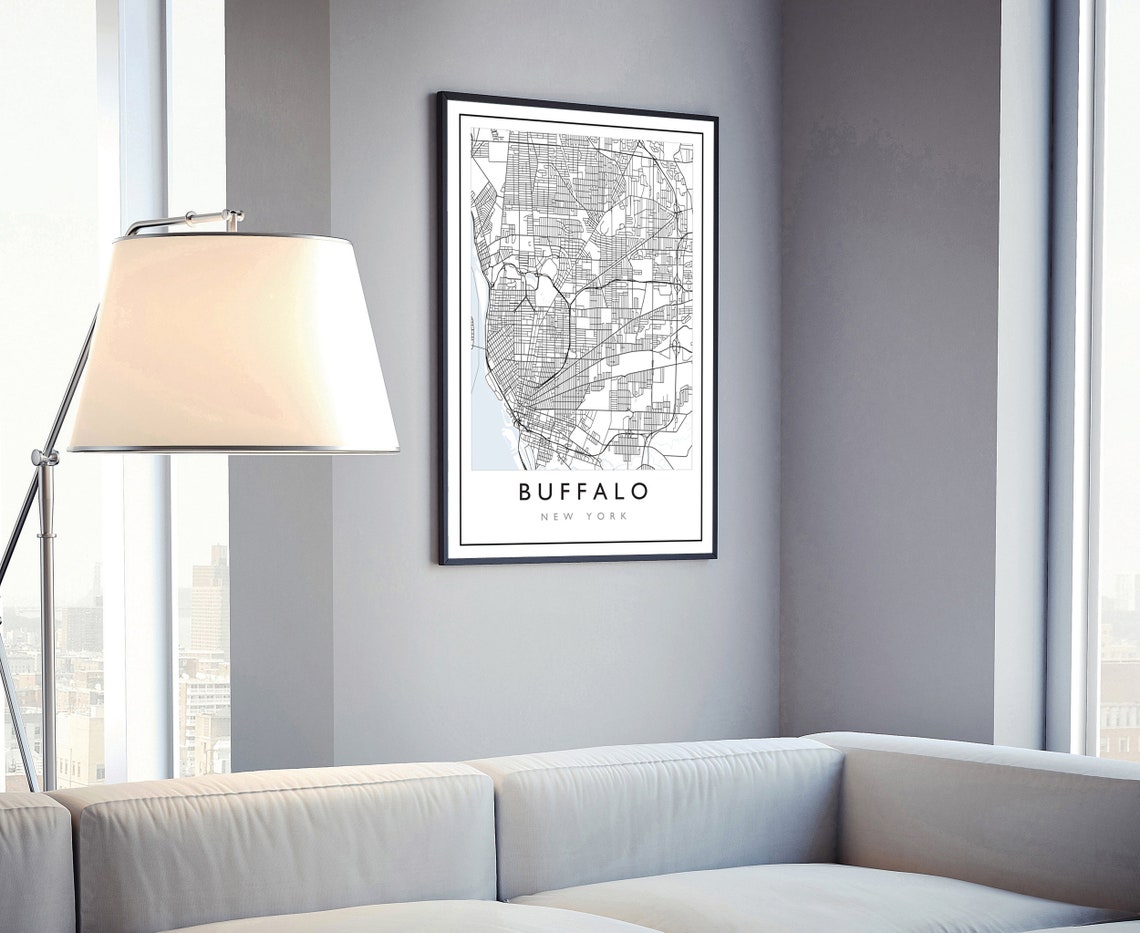 Buffalo New York Minimalist Black White City Street Map Line Poster - Image 4