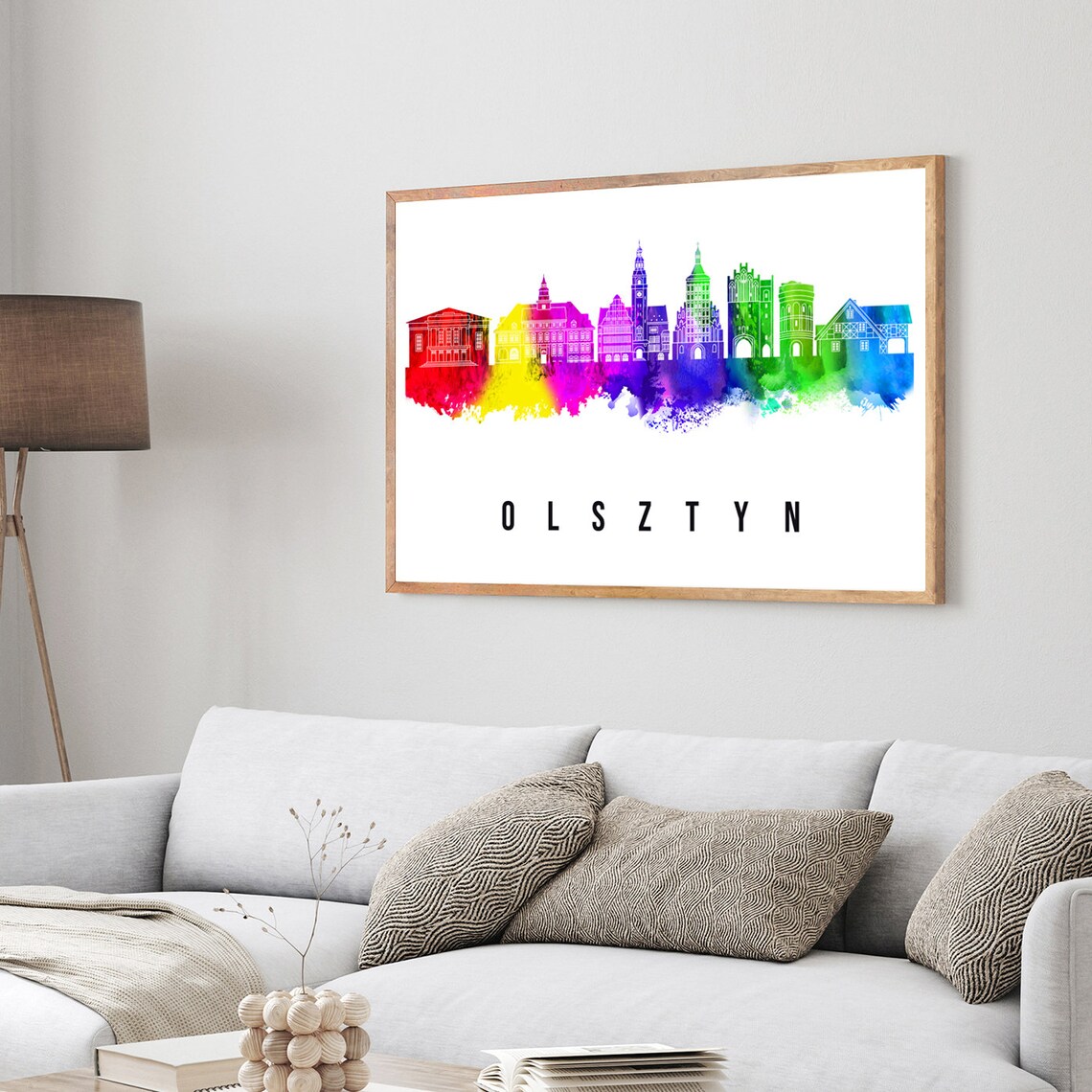 Olsztyn Poland Castle Church Towers Watercolor Skyline Poster - Image 3