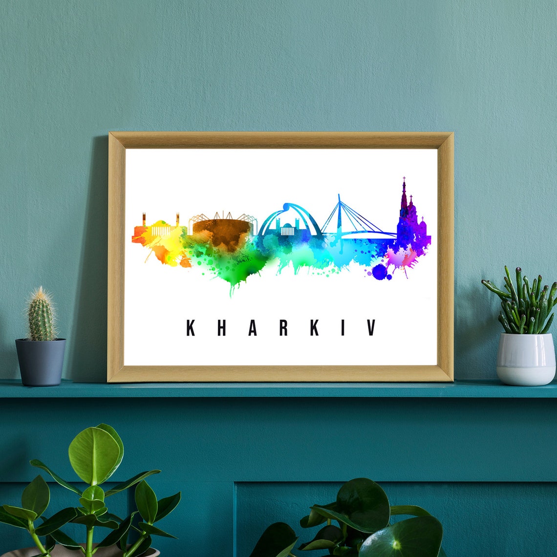 Kharkiv Ukraine Skyline Watercolor Poster with Historic Landmarks View - Image 2