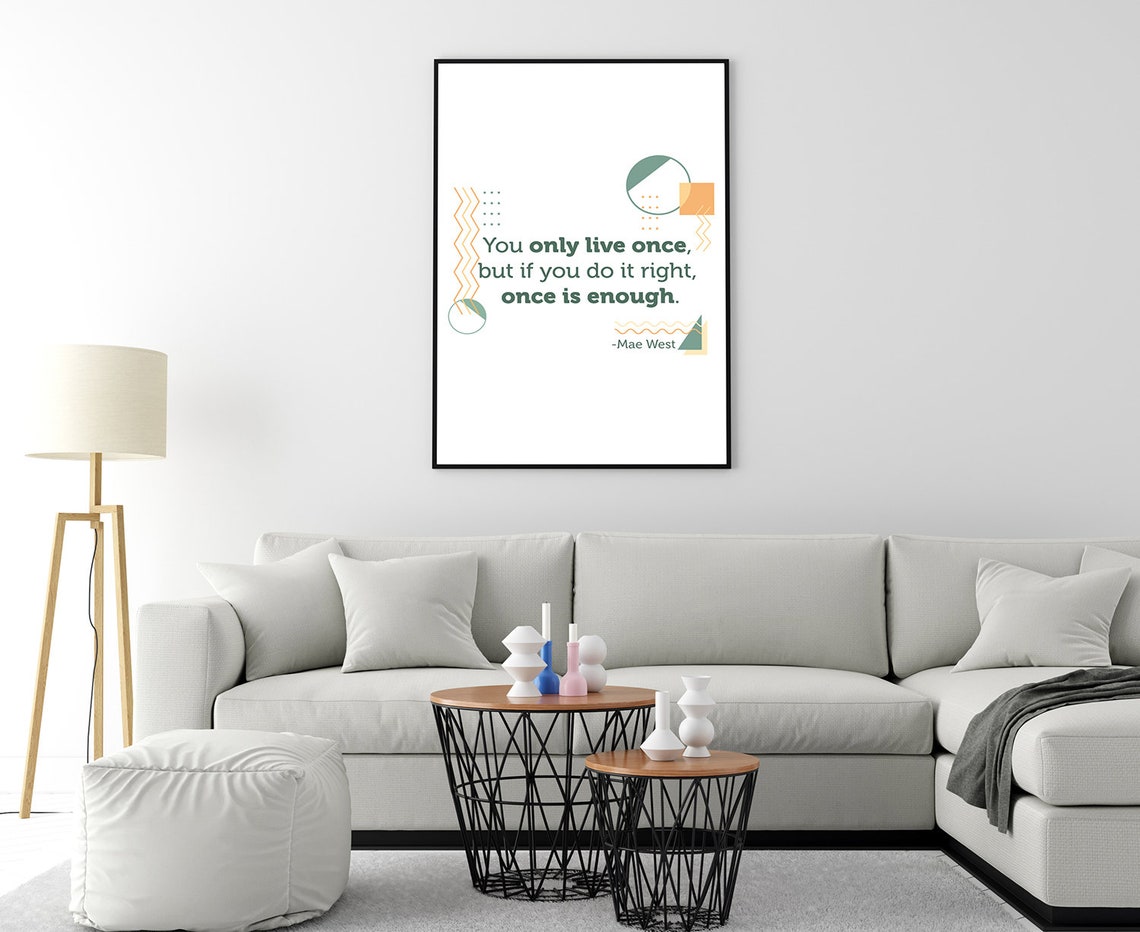 Mae West You Only Live Once Motivational Quote Typography Poster - Image 4