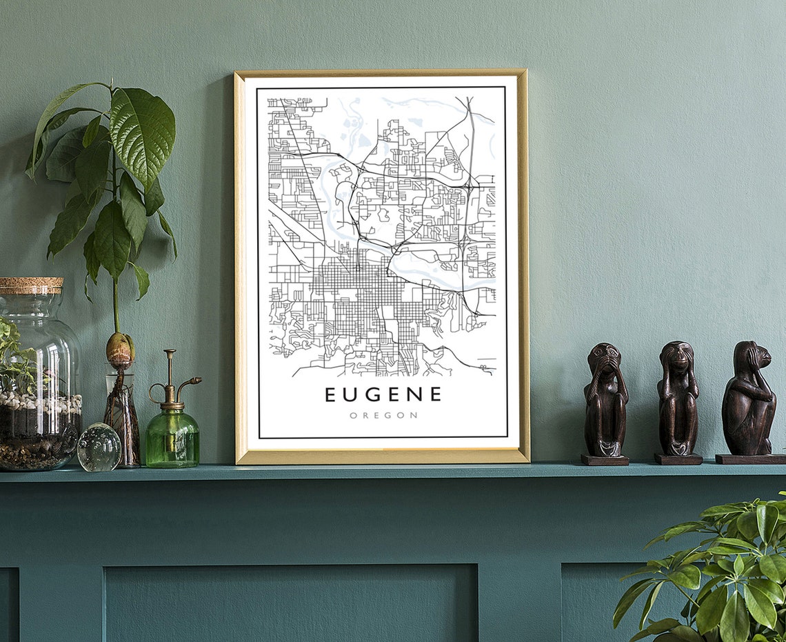 Eugene Oregon City Street Map Poster Modern Minimalist Wall Art - Image 3