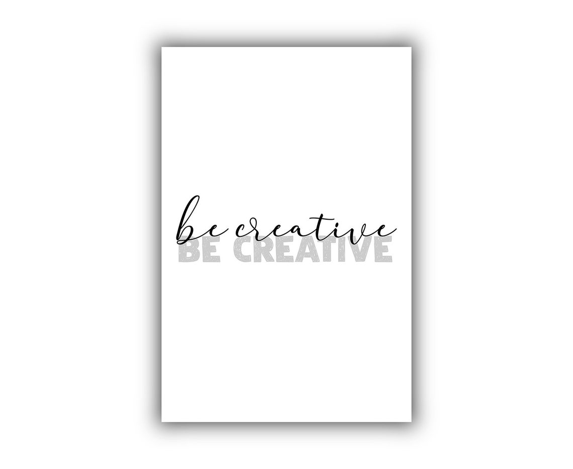 Be Creative Script Minimalist Modern Office Typography Wall Art - Image 2