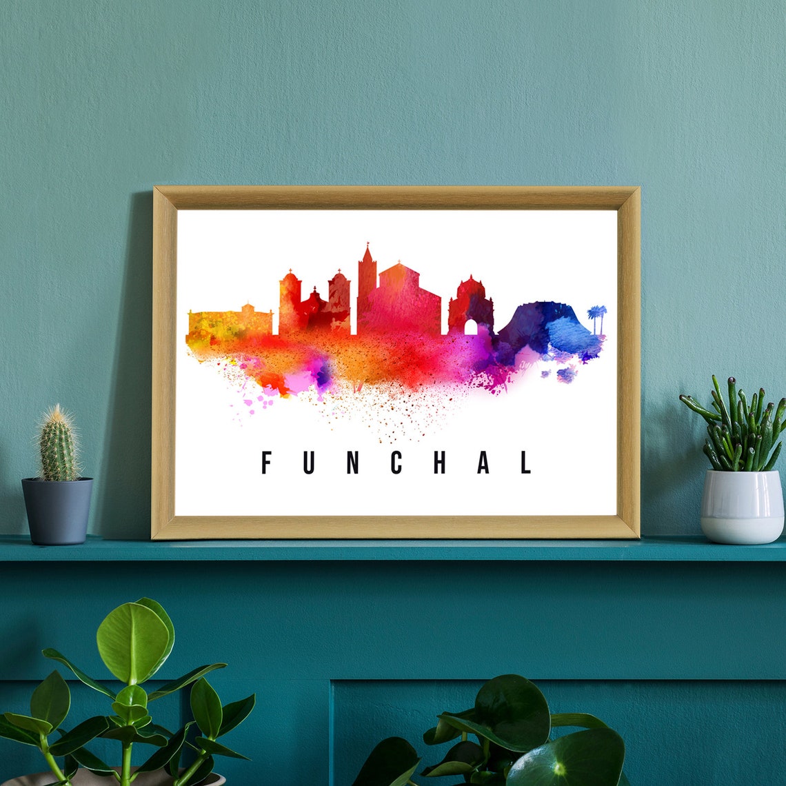 Funchal Portugal Poster Skyline Poster Cityscape Poster Portugal Landmark City Illustration Poster Home Wall Art Office Wall Art - Image 2