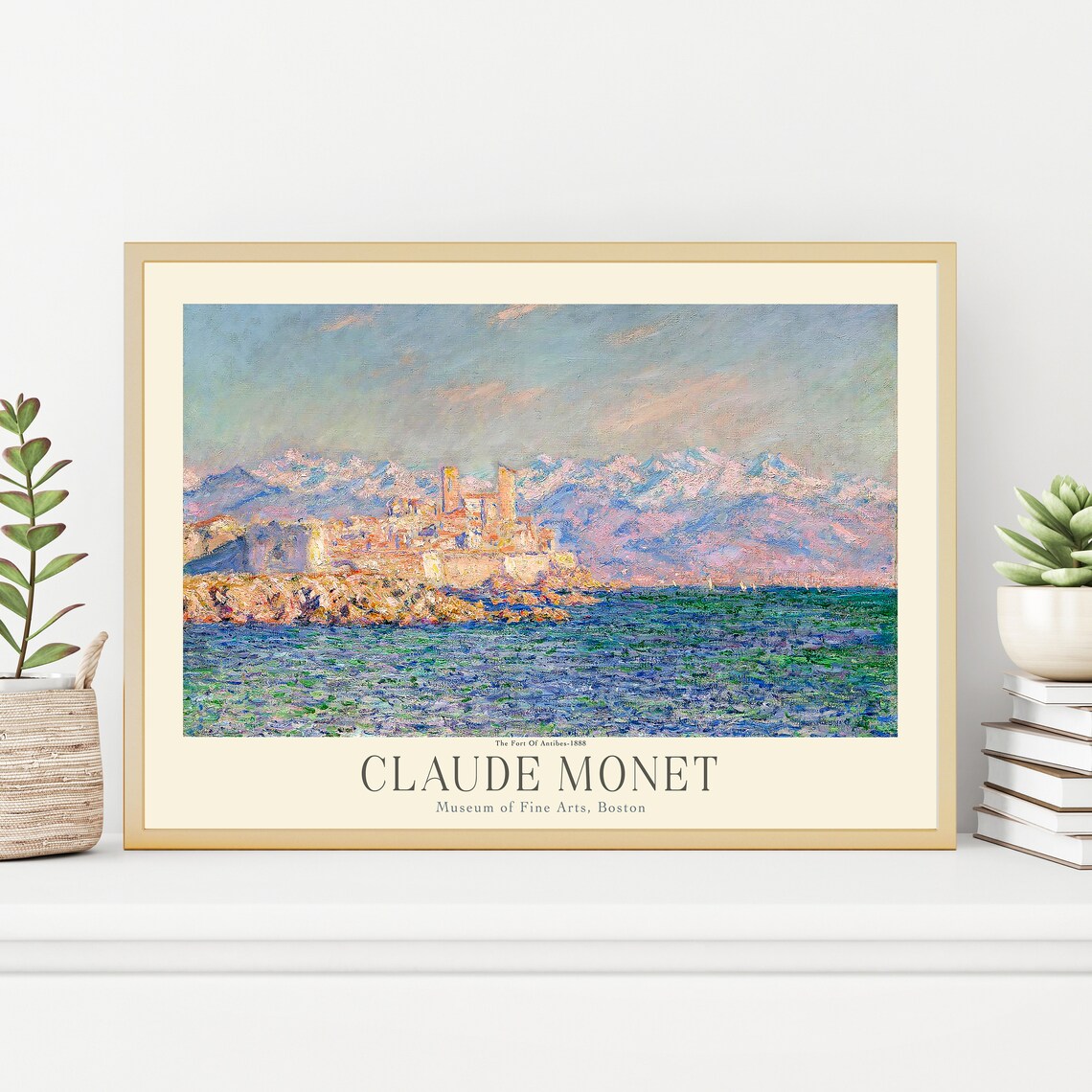 Claude Monet Antibes Harbor French Riviera Alps View Art Poster