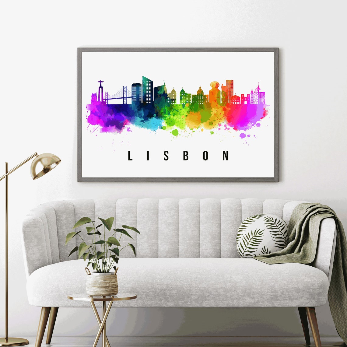 Lisbon Portugal Poster Skyline Poster Print Cityscape Landmark Lisbon City Poster Illustration Poster Home Office Wall Art Decoration - Image 4