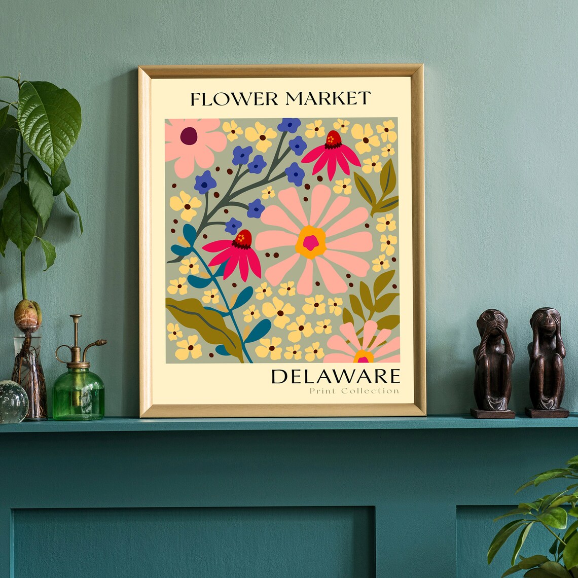 Delaware Peach Blossom State Flower Botanical Vintage Floral Poster - Image 2