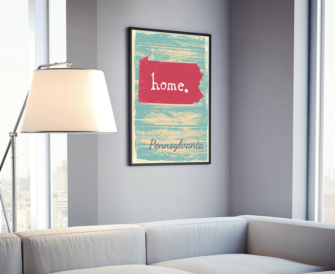 Pennsylvania Retro Home Script Vintage Distressed Wood Wall Art - Image 4