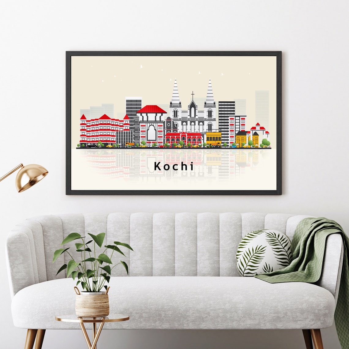 Kochi India Modern Skyline Illustration Landmarks Travel Poster - Image 3