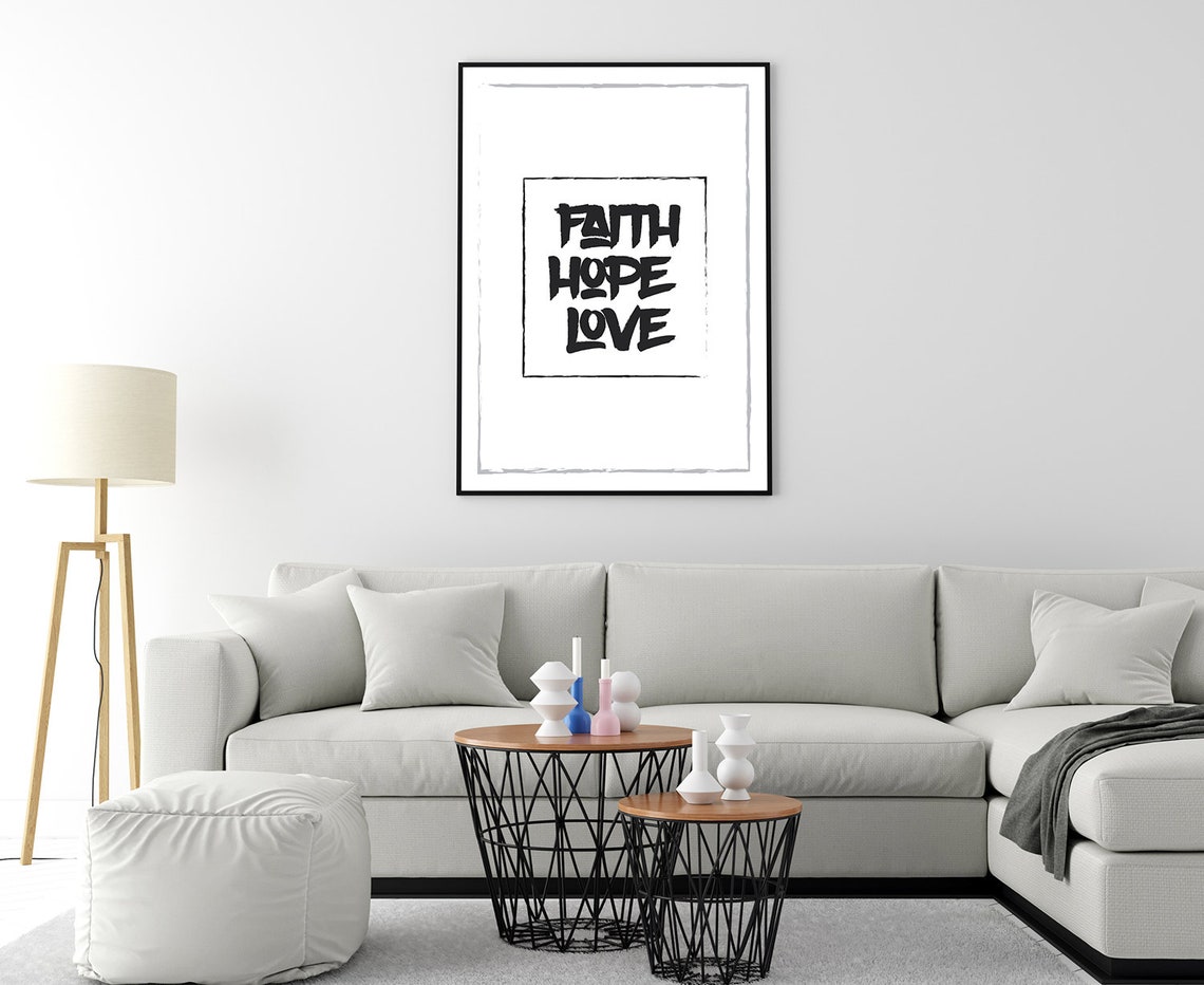 Faith Hope Love Bold Brush Lettering Modern Quote Poster Print - Image 4