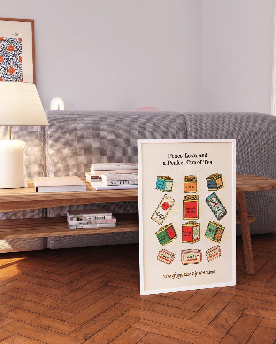 Peace Love And A Perfect Cup Of Tea Vintage Tins Kitchen Poster - Image 3