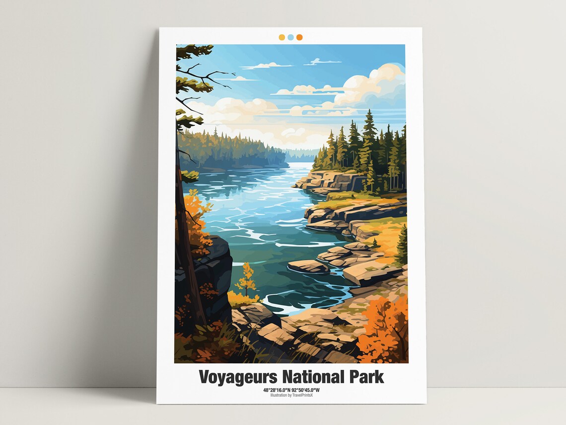 Voyageurs National Park Minnesota Rocky Lakeshore Fall Travel Poster - Image 3