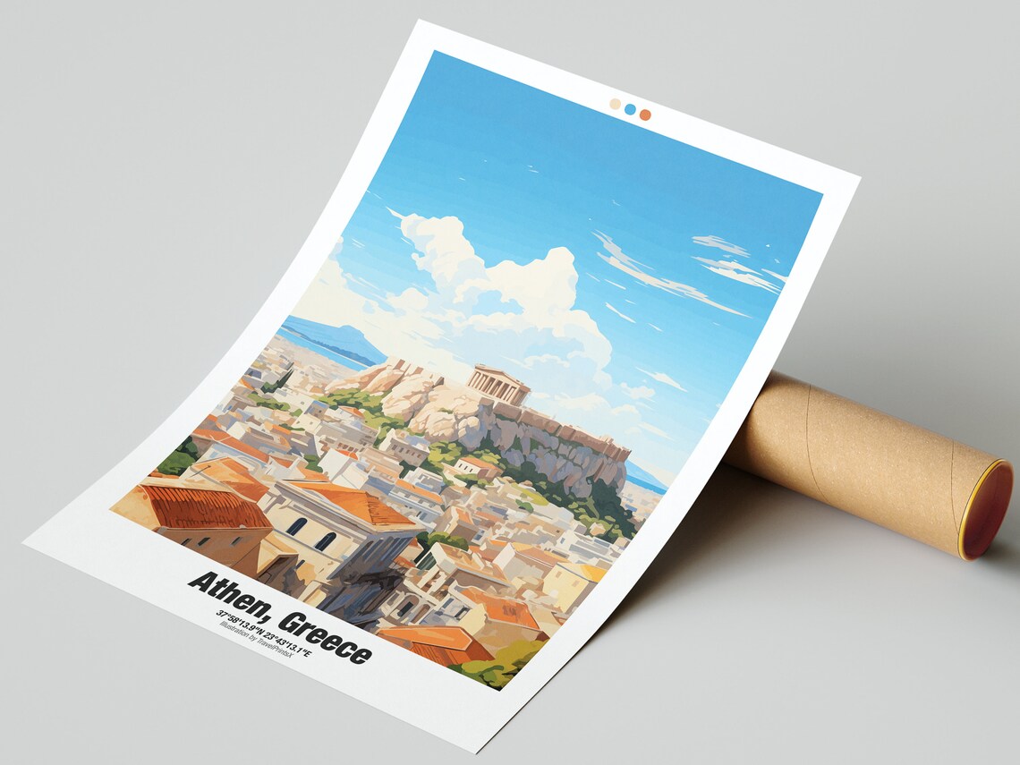 Athens Greece Acropolis Parthenon Ancient Citadel Hill Ruins Travel Poster - Image 2
