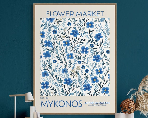 Flower Market Print, Botanical Vintage Decor
