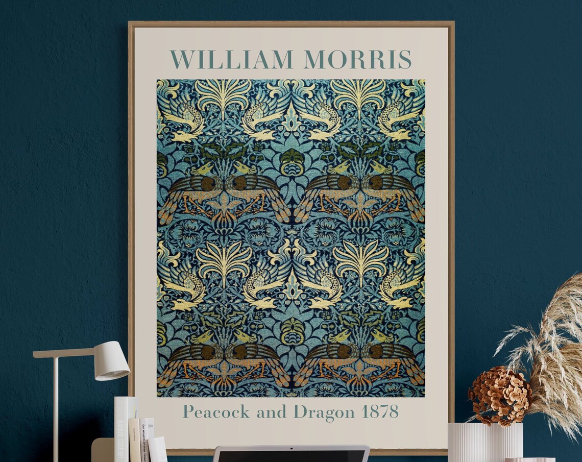 William Morris Peacock And Dragon, Botanical Art Print