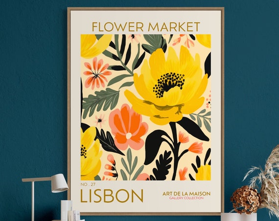 Flower Market Print, Vintage Botanical Decor