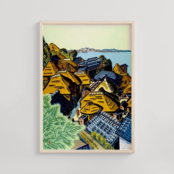 Fishing Village Showa Period Mid 20th Century By Maeda Masao Ukiyoe Poster Vintage Japanese Art Woodblock Print