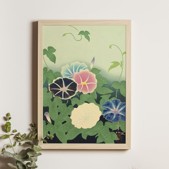 Morning Glory Flowers, Ukiyo-E Japanese Floral Art Print