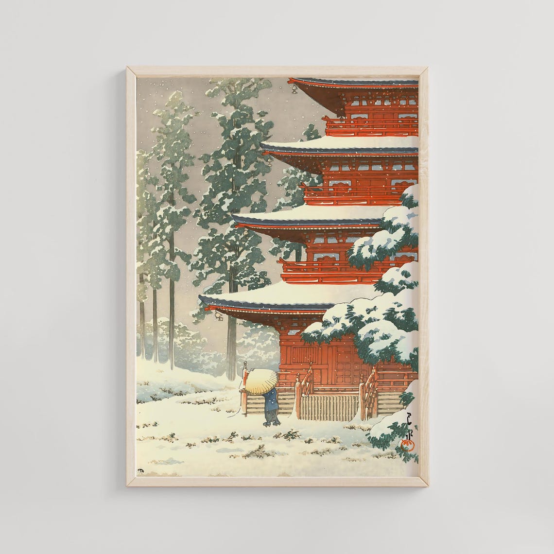 Saishoin Pagodatemple In Snow Kawase Hasui 1930s Japanese Winter Scene Traditional Woodblock Art Print Historical Culture