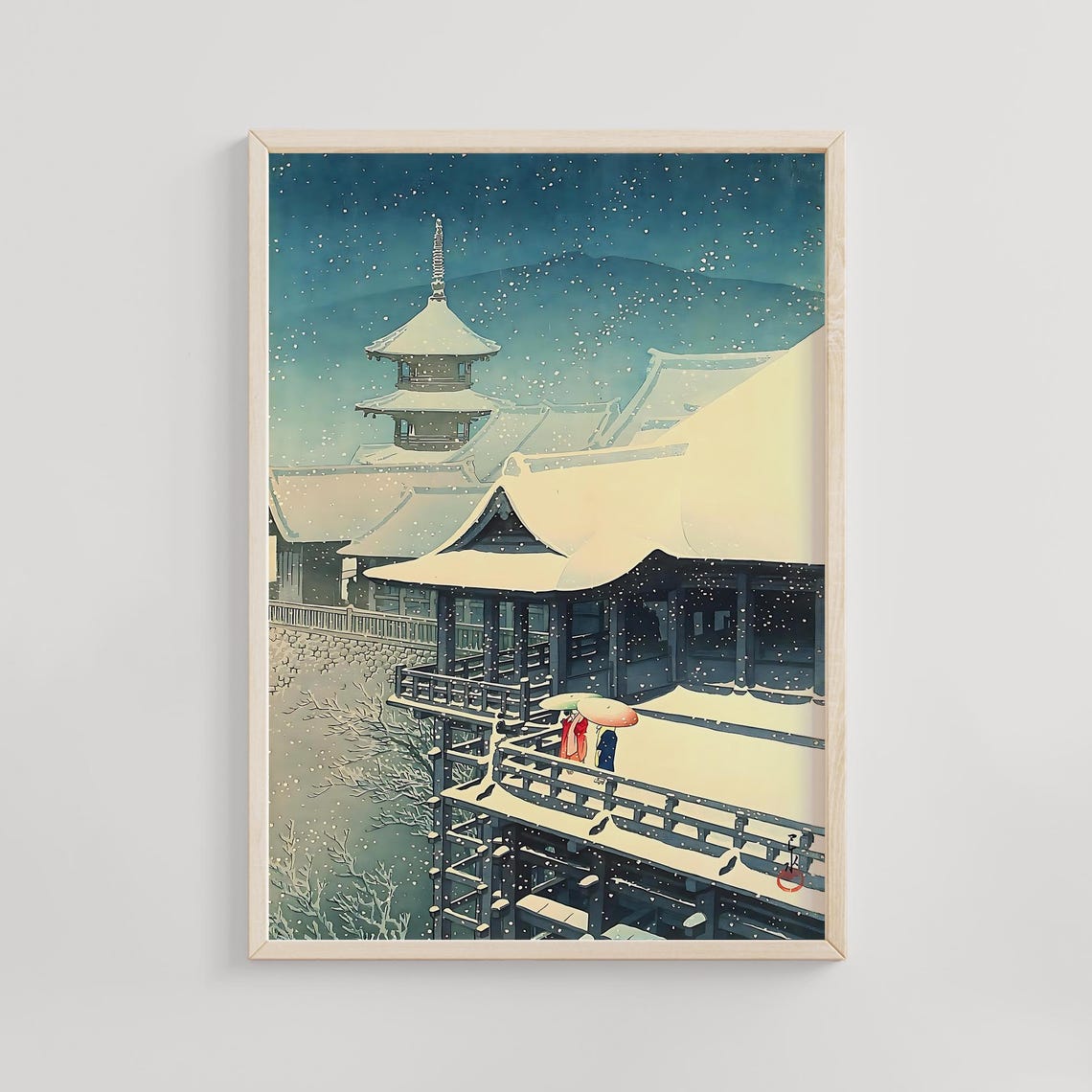 Kawase Hasui Kiyomizu Kyoto Spring Snowfall 1932 Stage Poster