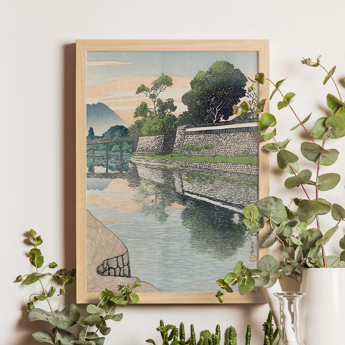 Kawase Hasui Imperial Procession Bridge Kumamoto 1930s Moat Poster