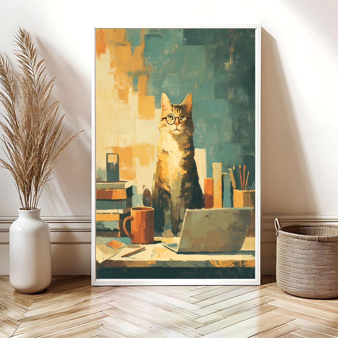 Remote Work Cat Art Print Funny Poster Home Office Decor Lover Gift Life Balance - Image 2