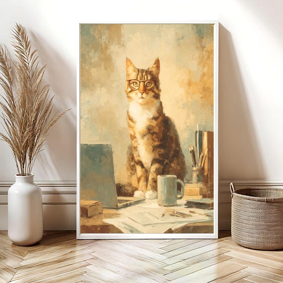 Cat Lover Art Print Chief Meowketing Officer Funny Office Decor Poster Quirky Gift Modern Home Mom