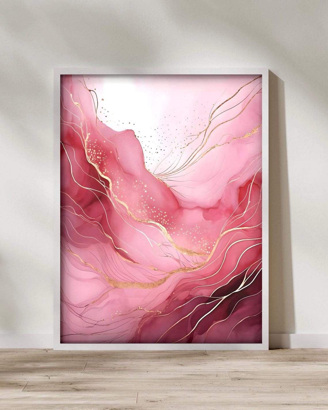 Pink And Gold Abstract Art Print Elegant Home Decor