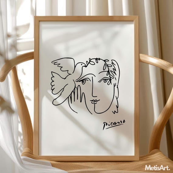 Picasso Woman Line Art Print, Minimalist Face