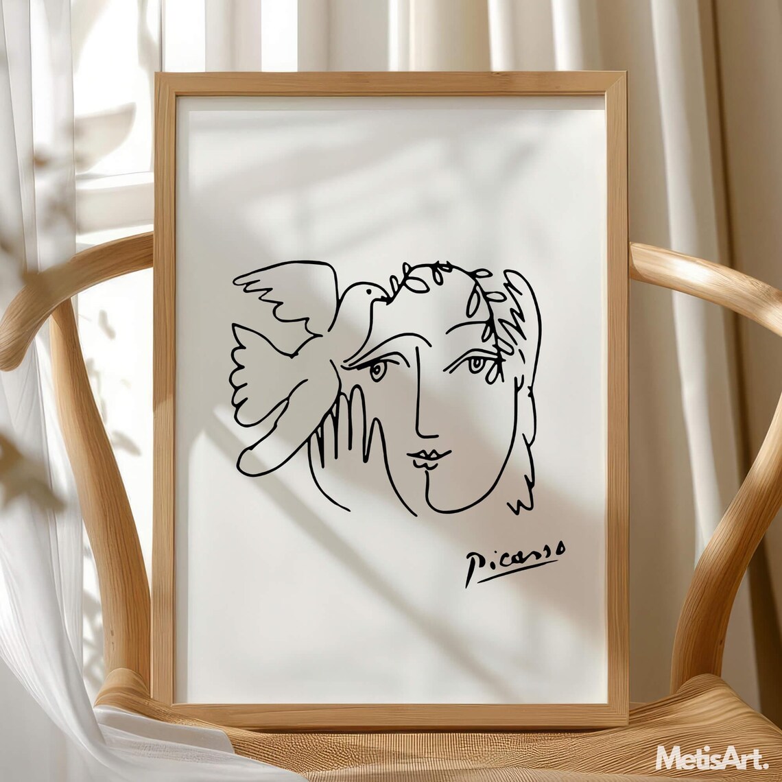 Picasso Woman Line Art Print, Minimalist Face