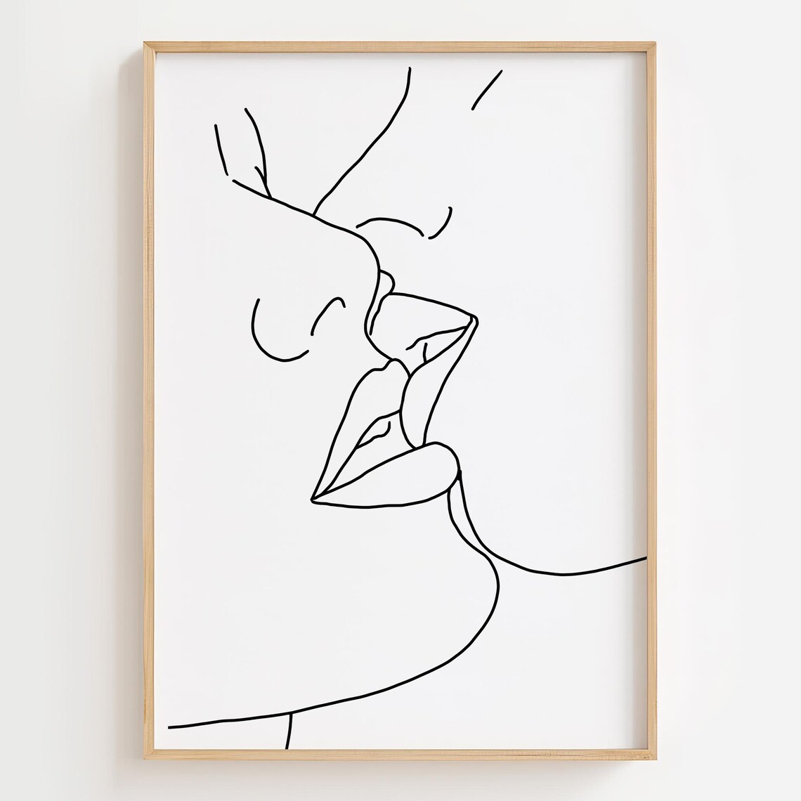 Minimalist Lesbian Kissing Art Print, Pride Decor