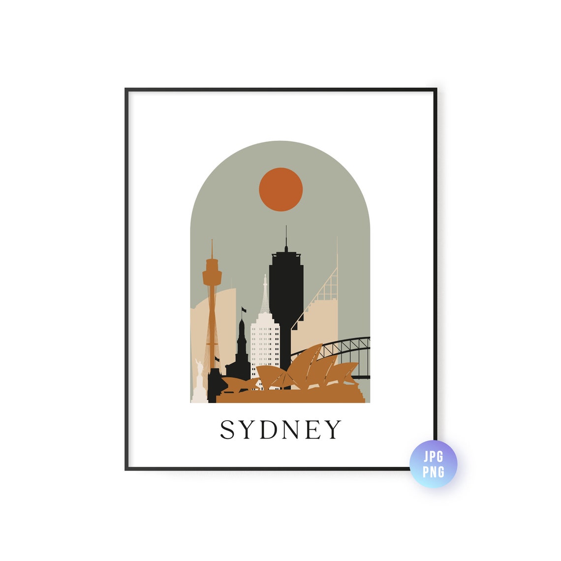Sydney Boho Skyline Arch Sun Opera House Harbour Bridge Poster