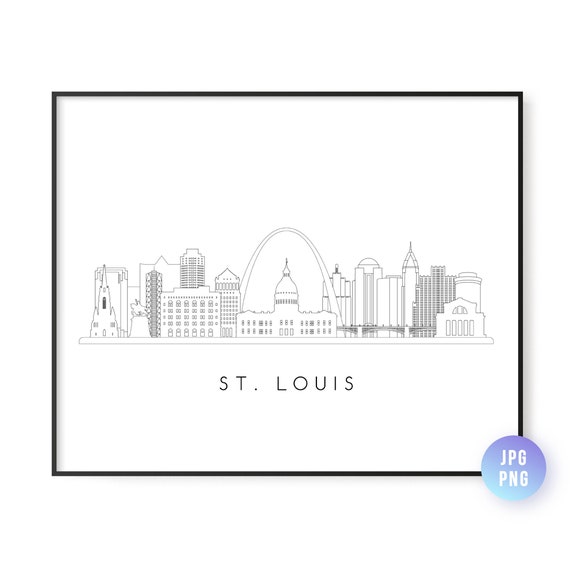 St Louis Skyline Line Art Travel Poster
