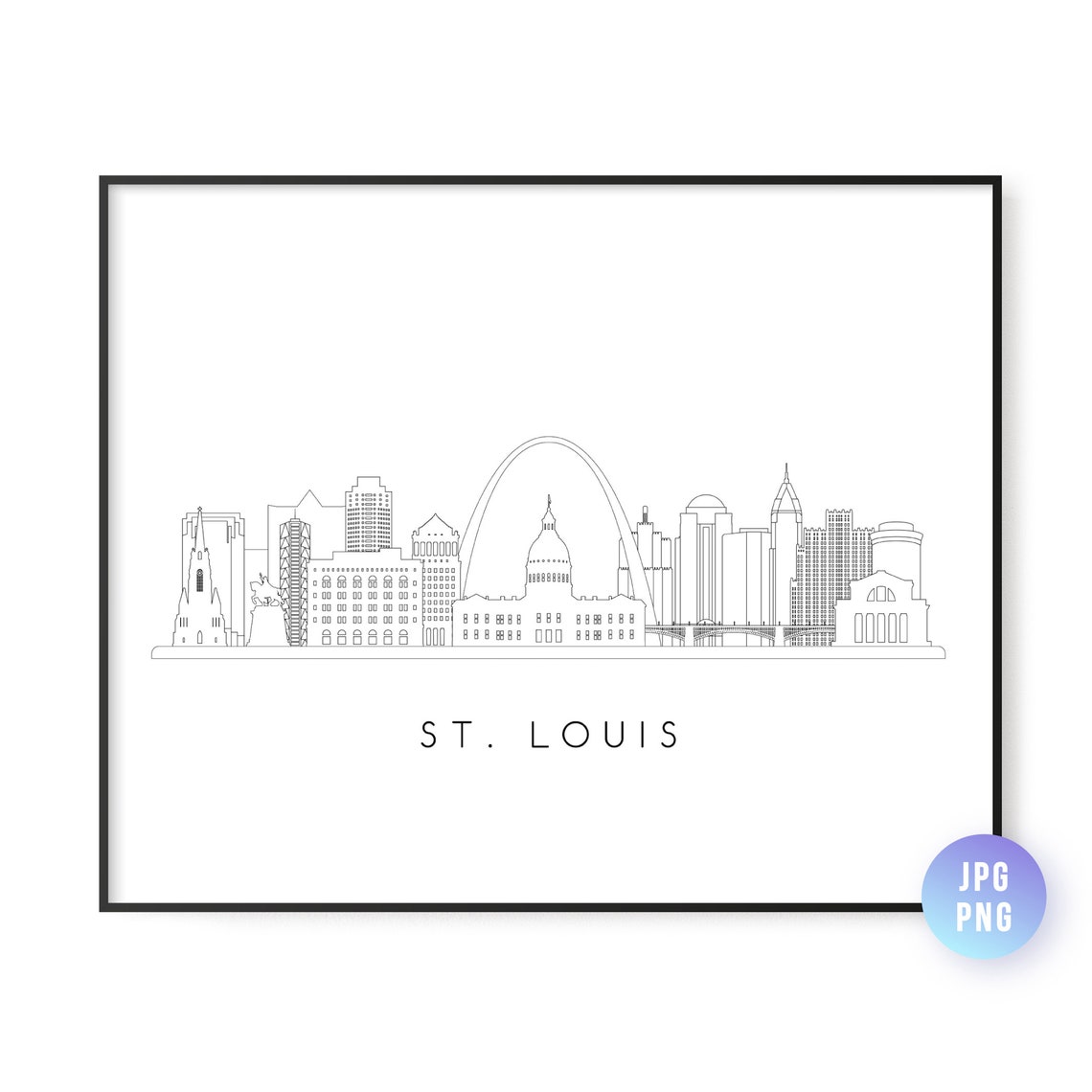 St Louis Skyline Line Art Travel Poster