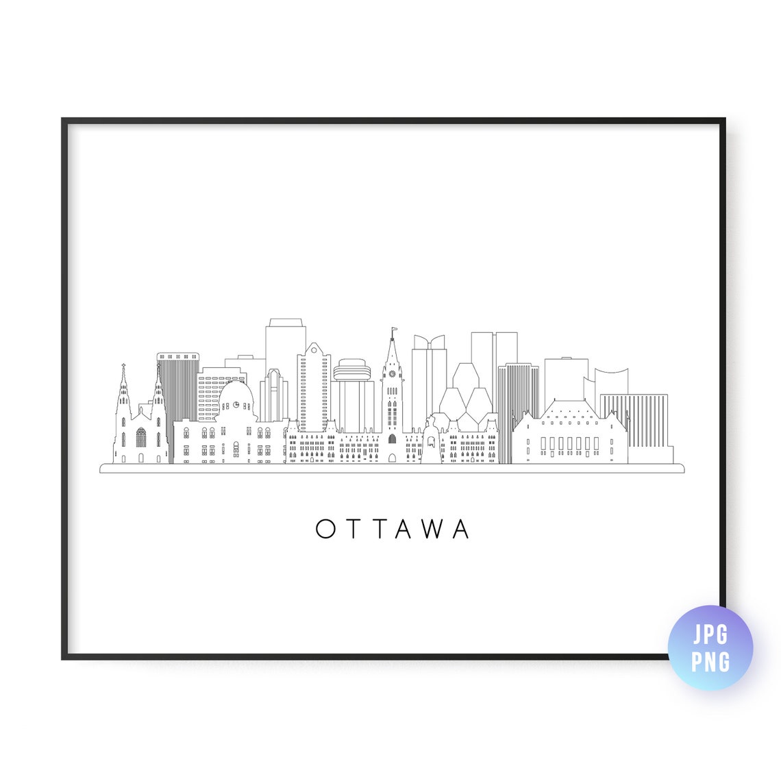Ottawa Capital Skyline Line Art Minimalist Canada Wall Print