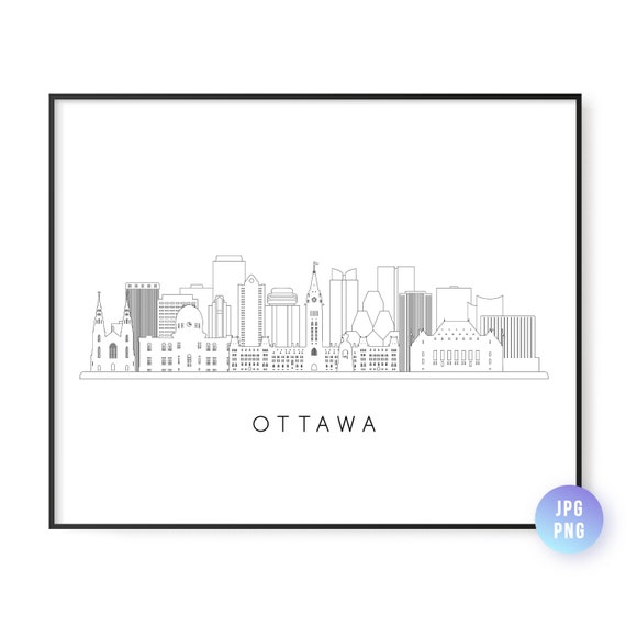 Ottawa Skyline Print City Line Art Instant Wall Jpg Png