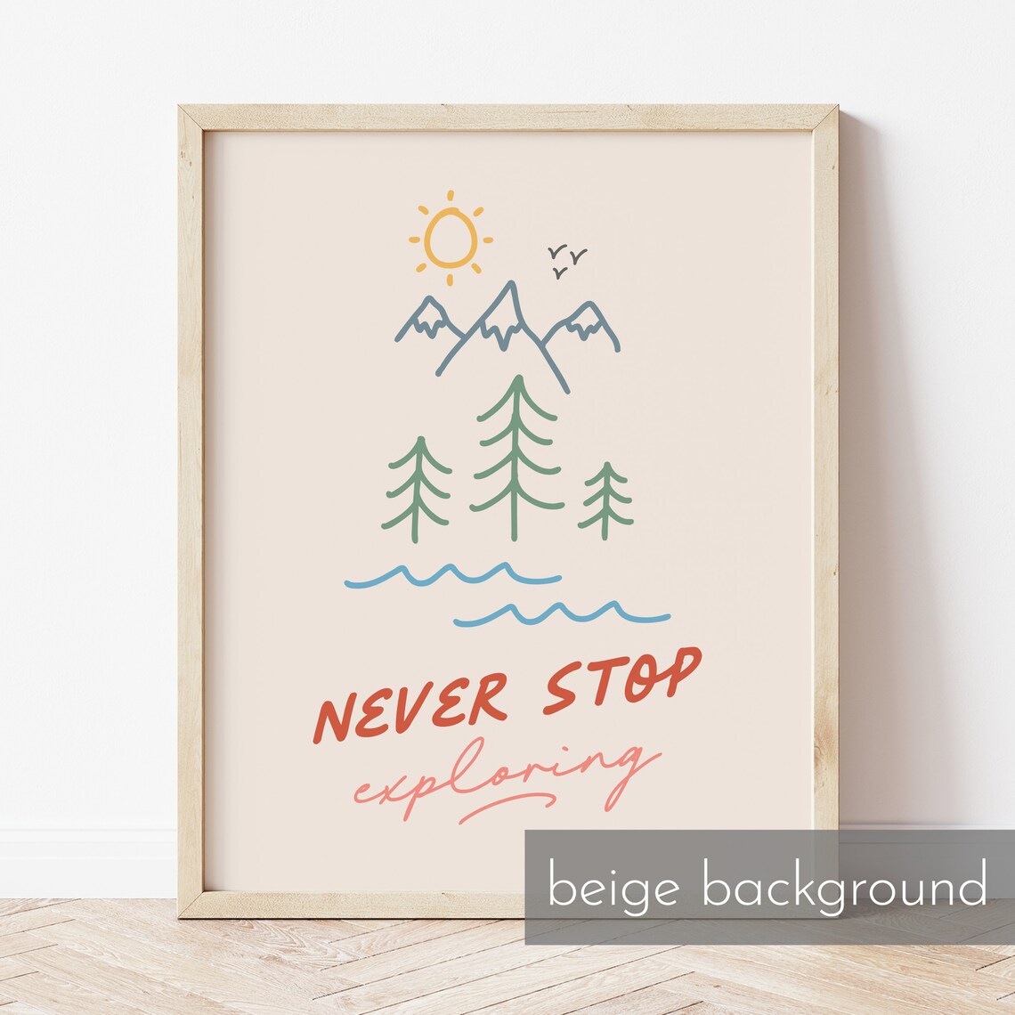Never Stop Exploring Ii Kids Bedroom Wall Art Kids Poster With Mountain And Forest Illustrations Art - Image 2