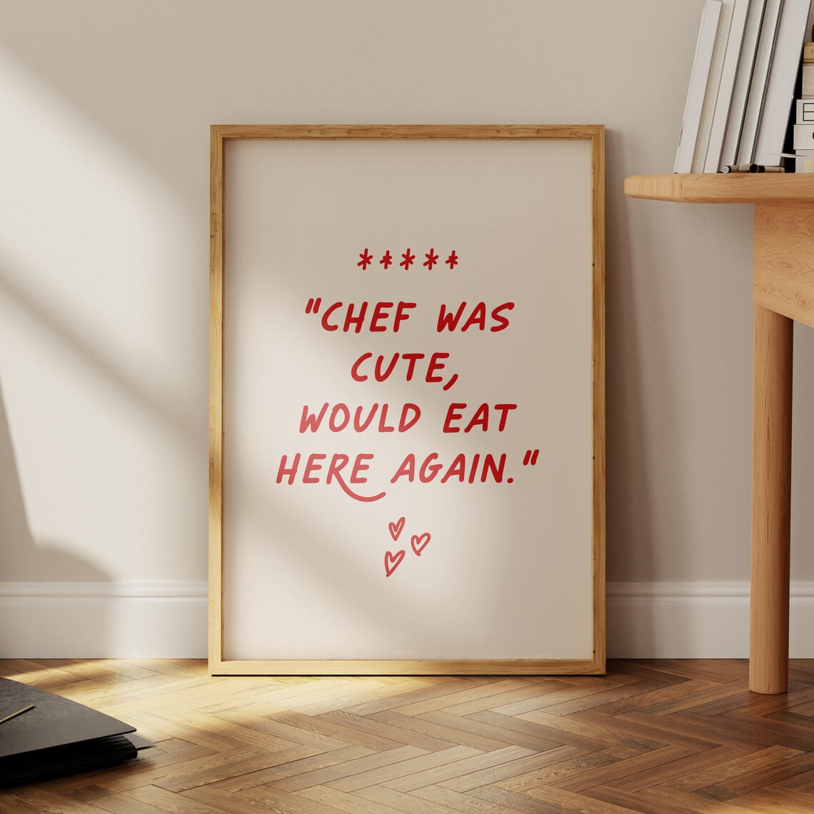 Chef Was Cute 5 Star Review Red Kitchen Wall Art Print Home Decor And Poster For Kitchen Art