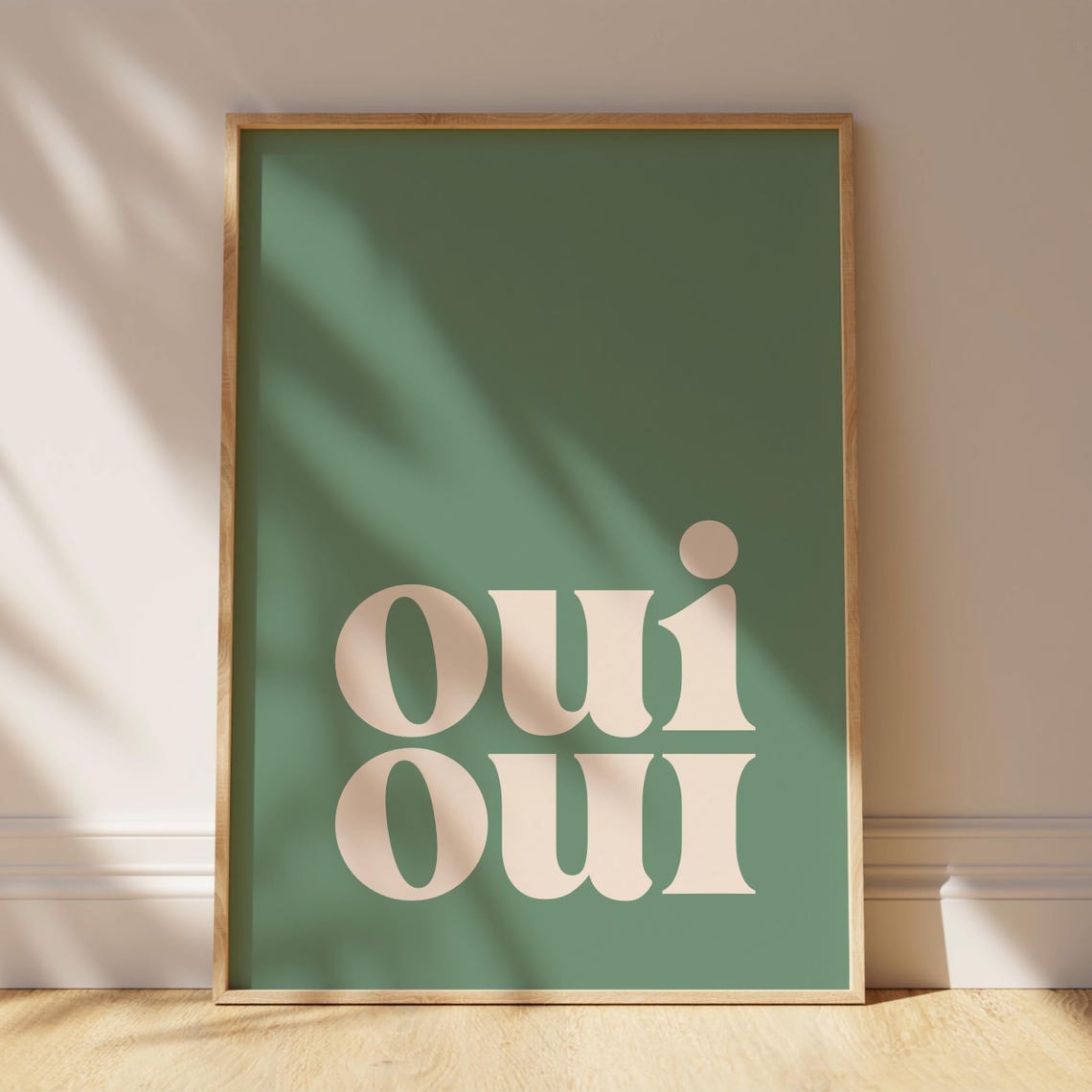 Oui Oui Sage Green Oversized Retro French Quote Bathroom Art Print - Image 4