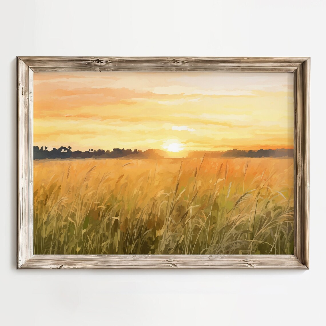 Country Landscape Fall Grass Field Oil Painting Art Print