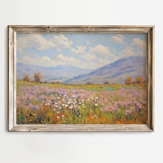 Wildflower Mountain Meadow Landscape Purple Bloom Valley Poster
