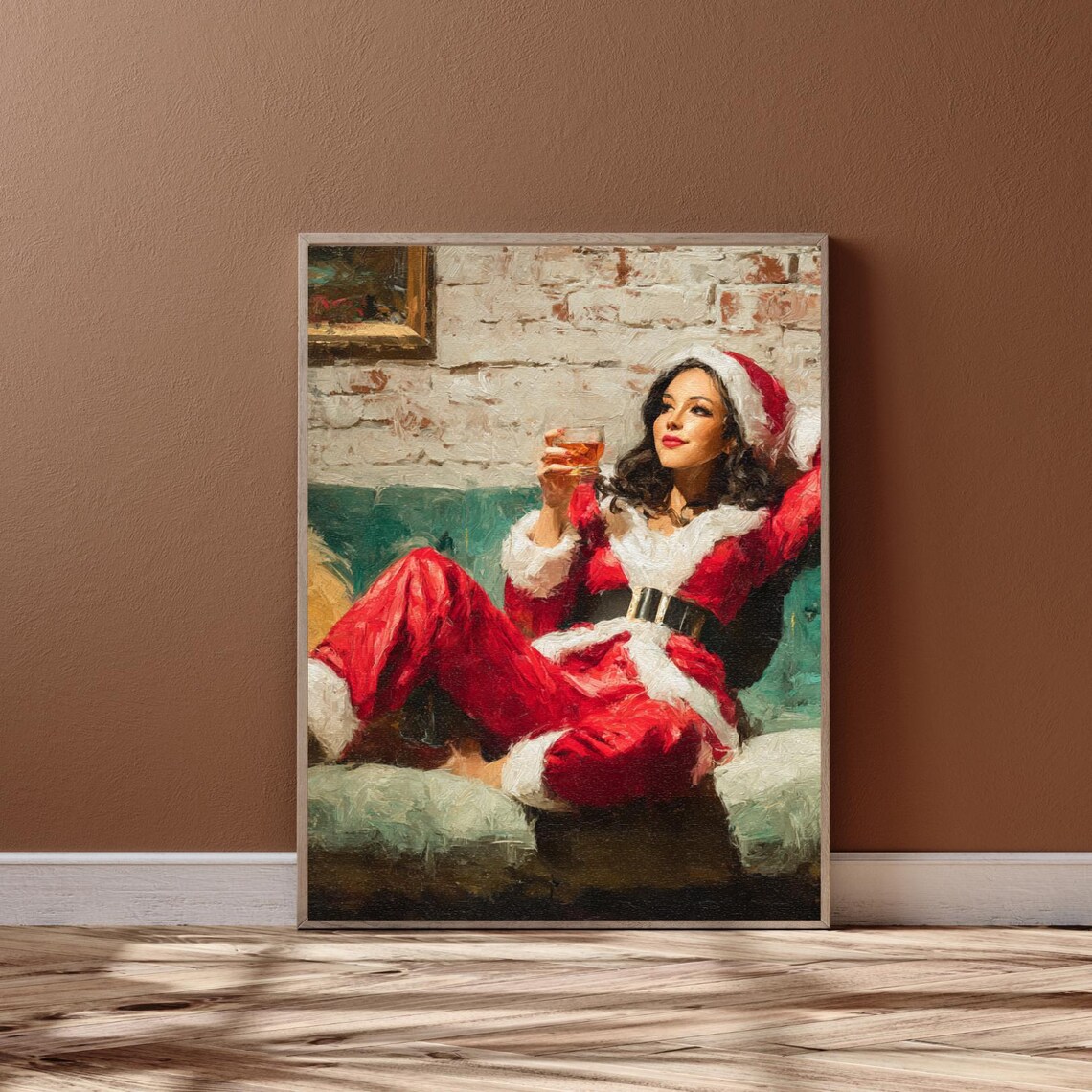 Elegant Woman Santa Costume Vintage Victorian Christmas Poster